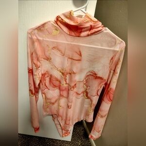 New Pink and Gold Marble Long Sleeve Top